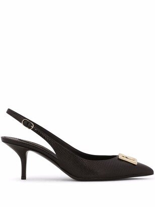 logo leather slingback pumps