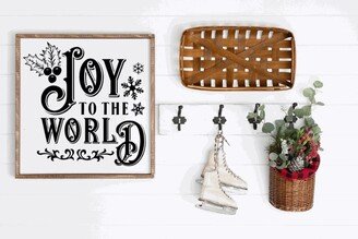 Christmas Decor, Farmhouse Wood Square Sign, Joy To The World, Wall Hanging, Shelf Sitting, Holiday Gift