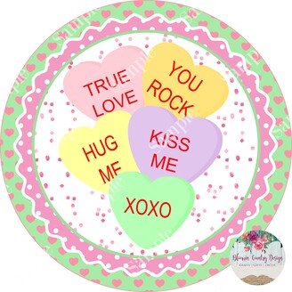 Candy Hearts Valentine Sign | Door Hanger Home Decor Wreath Supplies