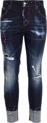 Heart-Motif Ripped Jeans