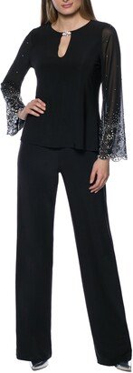 Sheer Embellished Top & Pants Set