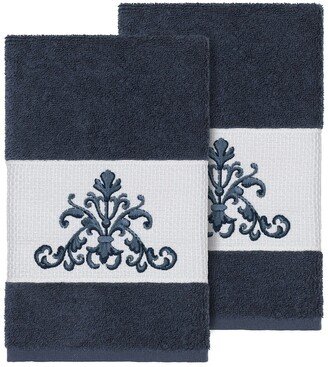 Scarlet Embellished Hand Towel - Set of 2 - Midnight Blue