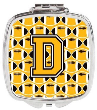 CJ1080-DSCM Letter D Football Black, Old Gold & White Compact Mirror