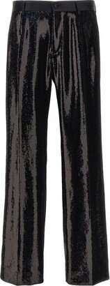 Sequined Straight-Leg Pants