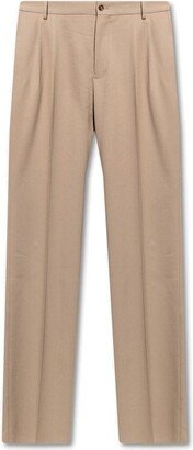 Wide-Leg Pleat Front Trousers