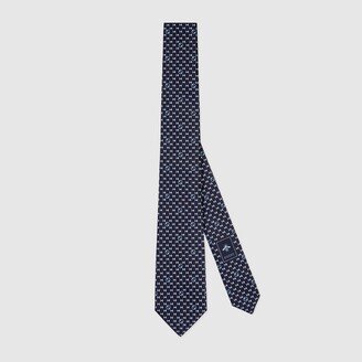 Round Interlocking G silk tie