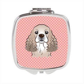 Awesome Apparel Checkerboard Pink Cocker Spaniel Compact Mirror, 2.75 x 3 x .3 In.