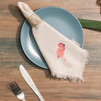 RightSide Designs Set of Four Embroidered Flamingo Napkins