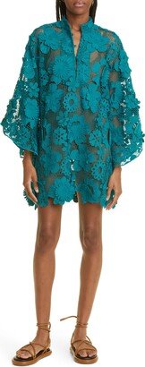 Retro Floral Lace Cover-Up Caftan