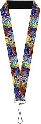 Buckle-Down Unisex adults Lanyard - 1.0 Beauty the Beast Stained Glass Scenes Key Chain, Multi Color, One Size US (Multi Color) Findings