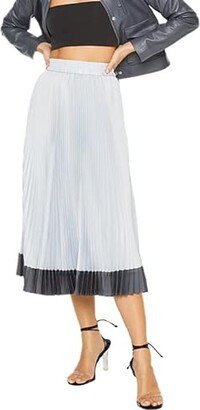 Women's Blocked Hem Pleat Skirt