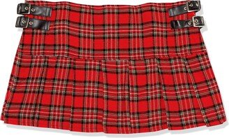 Daisy Corsets Women's Red Plaid Pleated Skirt w/Buckles