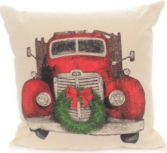 Christmas 13.0 Truck With Wreath Pillow Home Decor Eric & Christopher - Decorative Pillow