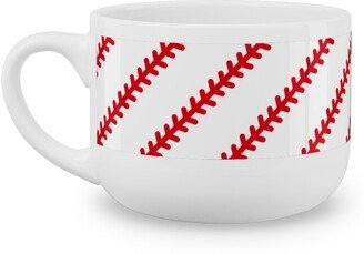 Mugs: Baseball Stitch - Baseball - White Latte Mug, White, 25Oz, Red