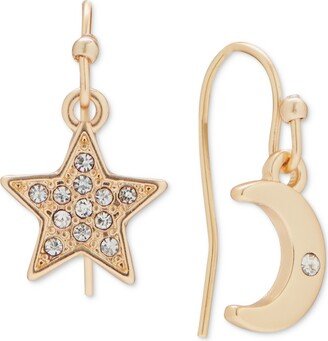 Gold-Tone Crystal Star & Moon Drop Earrings