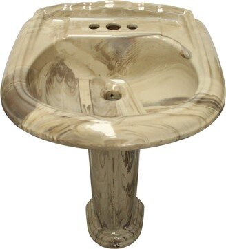 Mexican Talavera Pedestal Sink Handcrafted Ceramic - Marmoleado Cafe