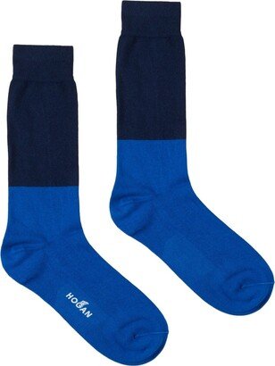 Two-Tone Fine-Ribbed Socks