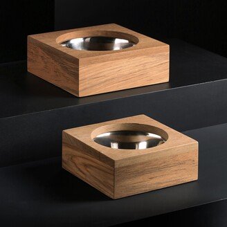 Teak Dog Bowl