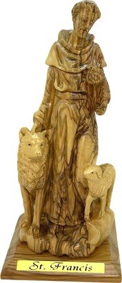 Saint Francis Olive Wood Sculpture Hand Carved, St. Of Assisi Statue, Faux Wood, Sheep Gratitude, Meditation, Holy Land