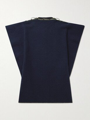 JW Anderson Swann Webbing-Trimmed Ribbed Wool Poncho