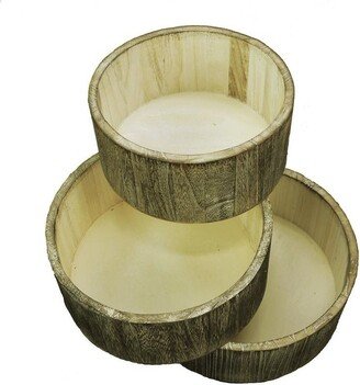 Wooden Made Wash Round wood crate Set of 3