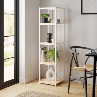 Dunelm Modular White & Light Oak 5 Shelf Tall Shelving Unit MultiColoured