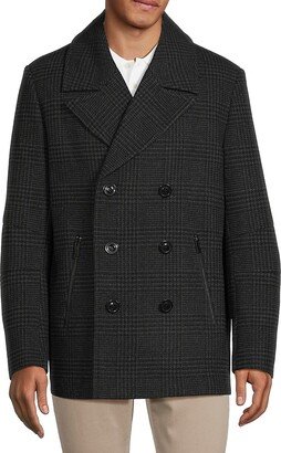 Plaid Wool Blend Coat