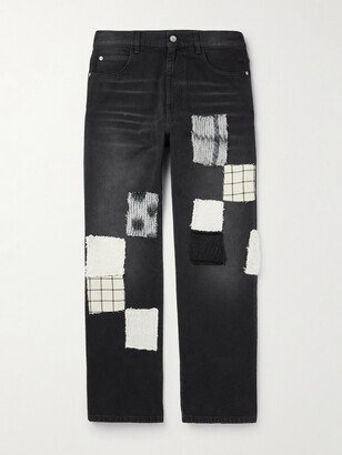 Straight-Leg Patchwork Jeans-AA