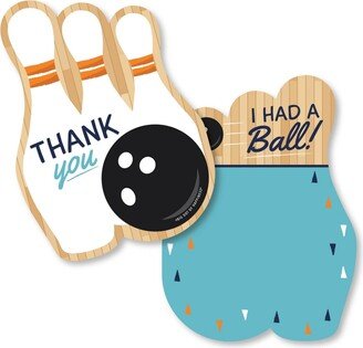 Big Dot Of Happiness Strike Up the Fun - Bowling - Party Shaped Thank You Cards with Envelopes 12 Ct