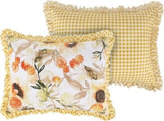 Kelsa Set of 2 Standard and King Floral Pillow Sham Set, Polyester, Gold