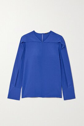 Wigmore Cape-effect Silk Crepe De Chine Blouse - Blue