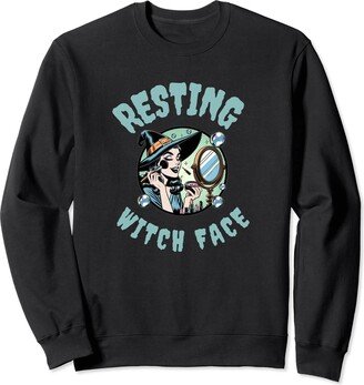 Resting Witch Face Halloween Fun Comic Book Design Sweatshirt