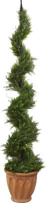 5ft. Cypress Artificial Spiral Topiary Tree in Terra-Cotta Planter