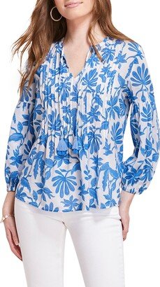 Dumore Floral Pintuck Popover Blouse
