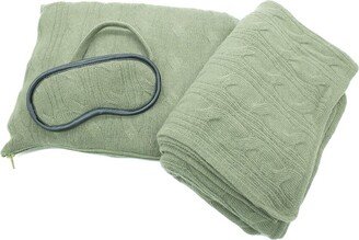 Cable Knit Travel Throw & Eye Mask Set-AB