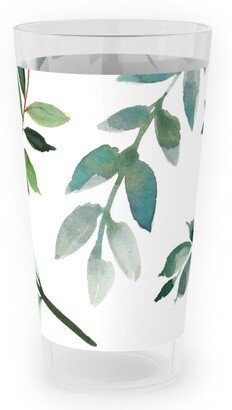 Outdoor Pint Glasses: Paprika Floral Greenery Leafs - Green Outdoor Pint Glass, Green