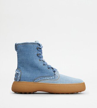 W. G. Lace-up Ankle Boots in Denim