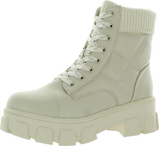 Darren Womens Sateen Ankle Combat & Lace-up Boots