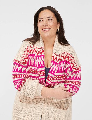 Shawl-Collar Jacquard Cardigan