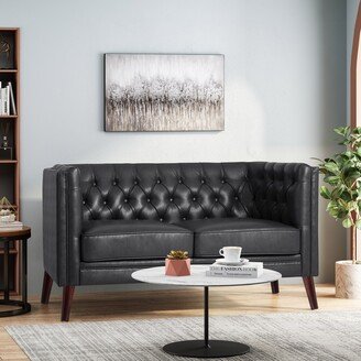 Holasek Tufted Faux Leather or Velvet Loveseat