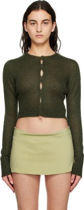 GUIZIO Green Ribbed Cardigan