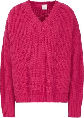 Knit V-neck Sweater Sweater Fuchsia