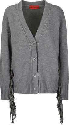 Wild Cashmere V-shaped Boxy Cardigan With Fringes