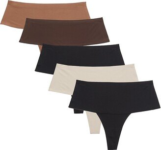 5-Pack Solid Thongs