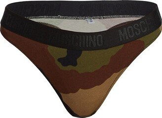 Logo Banded Camouflage Thong