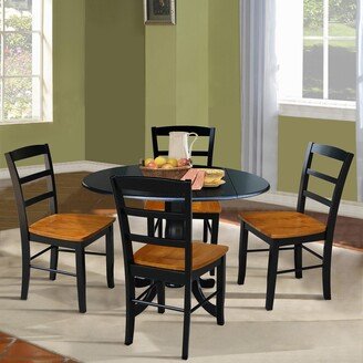 42 in Dual Drop Leaf Dining Table with 4 Dining Chairs - 5 Piece Dining Set