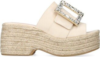 Strass Buckle Espadrille Wedges 85