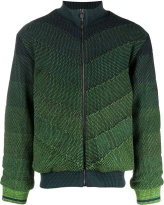 Gradient-Effect Knitted Bomber Jacket