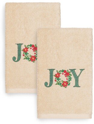 Christmas Joy Embroidered Hand Towels - Set of 2-AA