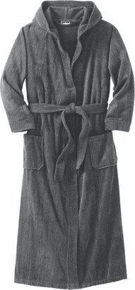 KingSize Men' Big & Tall Terry Velour Hooded Maxi Robe - Tall - 2XL/3X, Steel Silver